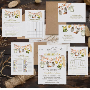 Reel Excise Fishing Bokar for Baby Shower Card Tilläggskort