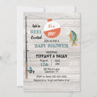 Reel Excited Fishing Boy Baby Shower-inbjudan Inbjudningar