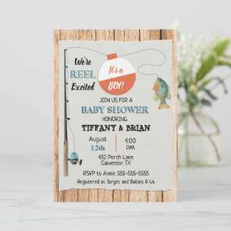 Reel Excited Fishing Boy Baby Shower-inbjudan Inbjudningar