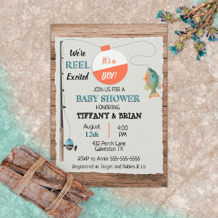 Reel Excited Fishing Boy Baby Shower-inbjudan Inbjudningar