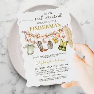 Reel Excted Fishing Baby Shower Inbjudningar