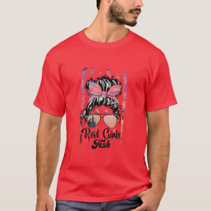 Reel Fish Bass Fishing Messy Bun Girl T Shirt