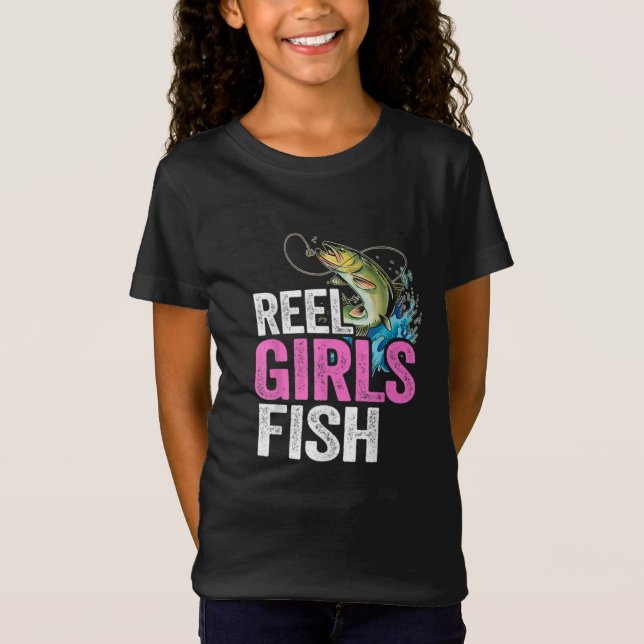 Reel Girls Fish Bass Fishing Funny Fiskare T Shirt (Framsida)