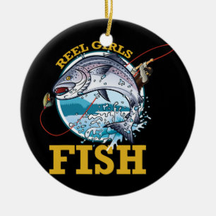 Reel Girls Fish Girls Fishing Julgransprydnad Keramik