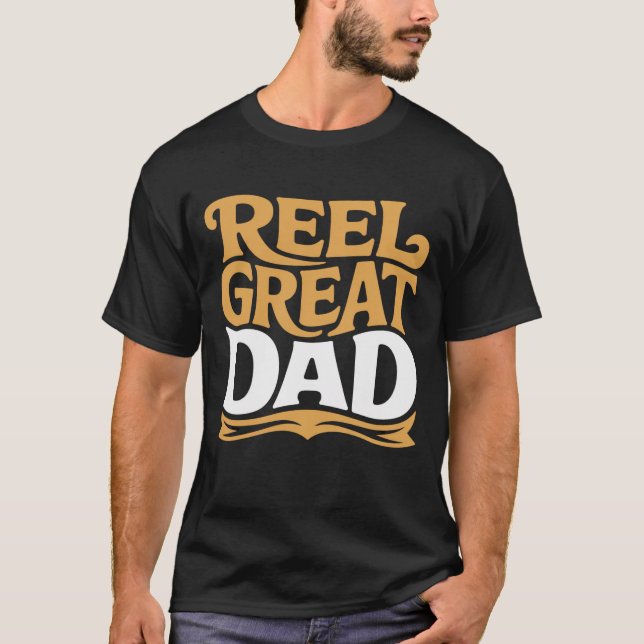 Reel Great Dad Funny Fishing Pun Retro T Shirt (Framsida)