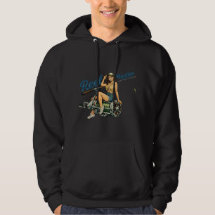 Reel Hustler Retro Fiskepinup Rollig Fisk Hoodie