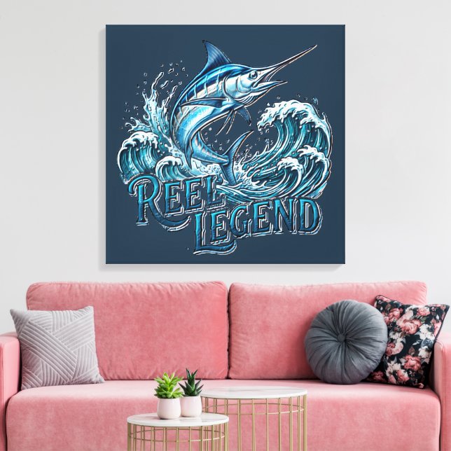 Reel Legend Marlin Ocean Fiskedesign Canvastryck (Insitu (Vardagsrum))