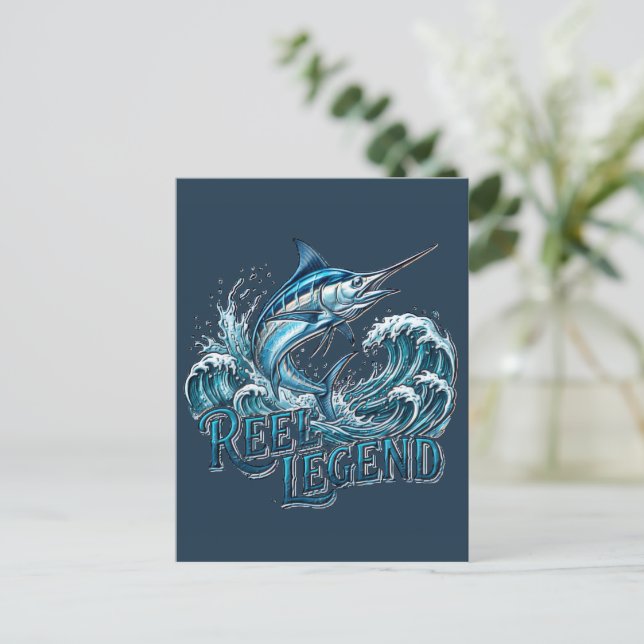 Reel Legend Marlin Ocean Fiskedesign Vykort (Stående Fram)