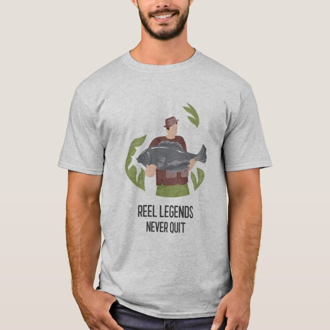 Reel legends slutade aldrig t shirt (Framsida)