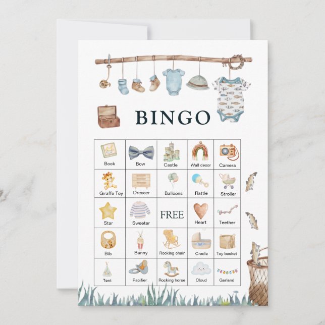 Reel Roligt Fishing Baby Shower Bingo Game (Framsida)