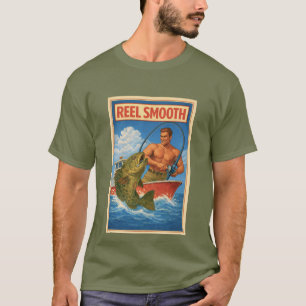 Reel Smooth Fiskare Retro Nautilus Salt Fiske T Shirt