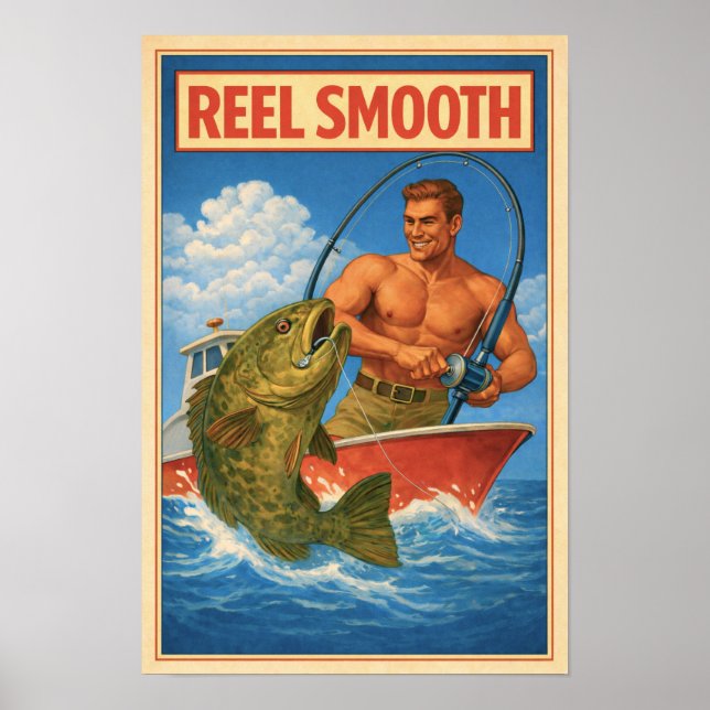 Reel Smooth Retro Grouper Fisherman | Angler Art Poster (Framsidan)