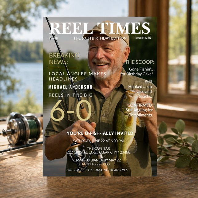 Reel Times 60-års födelsedags fiske inbjudan (Skapare uppladdad)