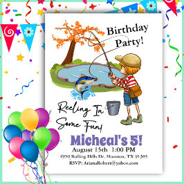 Reeling in Roligt Fishing Boy Birthday-inbjudan Inbjudningar