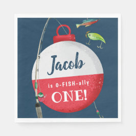 Reeling in the big ONE Fishing Birthday Pappersservett