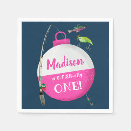 Reeling in the big ONE Fishing Birthday Pappersservett