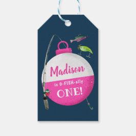 Reeling in the big ONE Fishing Birthday Presentetikett