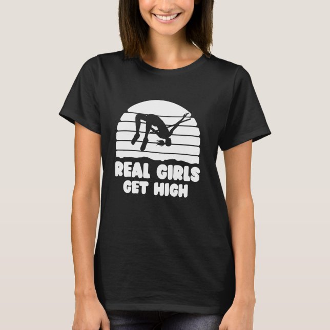 Reella flickor får vault med hög jump-stolpe t shirt (Framsida)