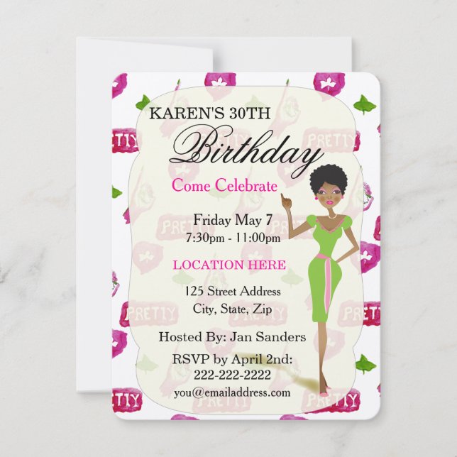 Reella inbjudningar till Söt Flick kalas (Framsida)