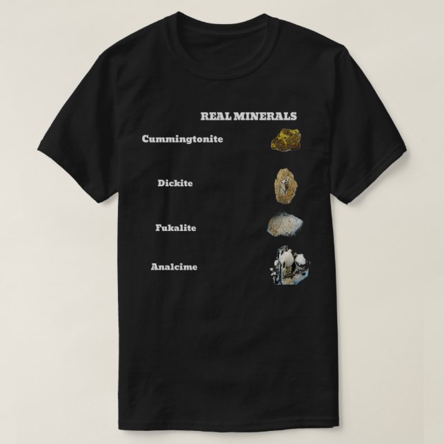 Reella mineraler, rolig geologi t shirt (Design framsida)