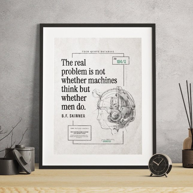 Reella problemets Maskiner Manar Tänka Technology- Poster (Real Problem Machines Men Think Technology Quote Poster)