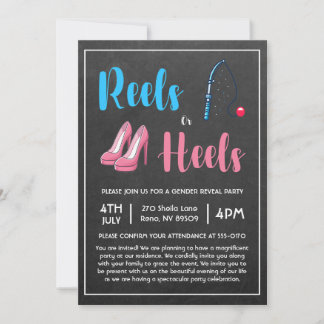 Reels eller Heels Fishing Gender Reveal Inbjudningar