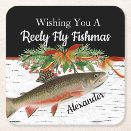 Reely Fly Fishmas Fil jul tom liten Underlägg Papper Kvadrat