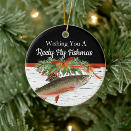 Reely Fly Fishmas Fishmas God Jul-hjärta Orname Julgransprydnad Keramik