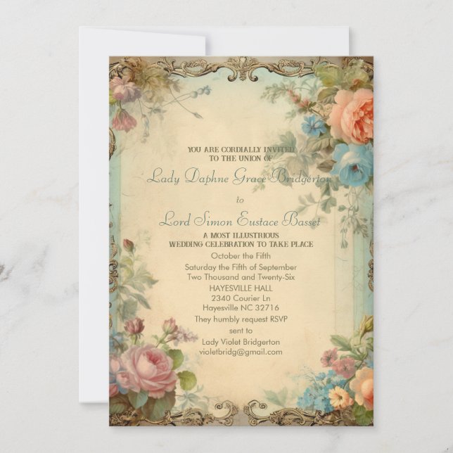 ReEmergency Blommigt Journal Page Austen Quote Inbjudningar (Framsida)