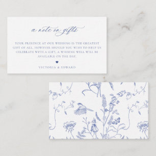 ReEmergency Blue Blommigt A Note on Gifts Bröllop Tilläggskort