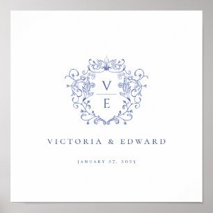 ReEmergency Blue Ornamental Vapensköld Monogram Br Poster