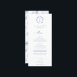 ReEmergency Blue Vapensköld Monogram Bröllop Meny<br><div class="desc">Vintage ReEmergency Blue Vapensköld monogram,  bröllop-menyn. Vintagen inspirerade Baroque stil vapensköld med att samordna blå typografi. Funktioner,  elegant Chinoiserie Stil blommönster-stöd.</div>