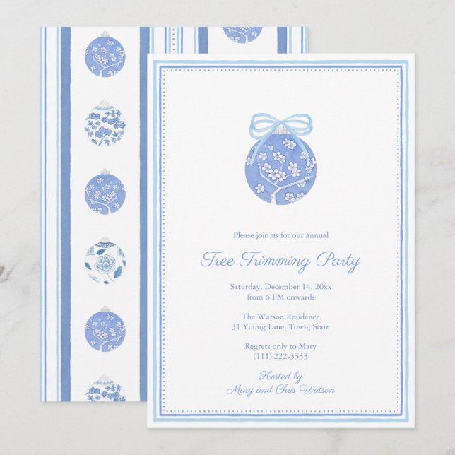 ReEmergency Chinoiserie Ornament Träd Trimming Par Inbjudningar (Fram/baksida)