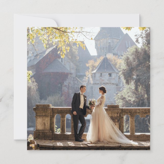 ReEmergency Fransk Blue Fleur de Lis Bröllop Photo Tack Kort (Framsida)