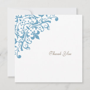 ReEmergency Fransk Blue Fleur de Lis Square Bröllo Tack Kort