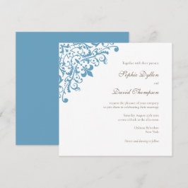 ReEmergency Fransk Blue Fleur de Lis Square Inbjudningar