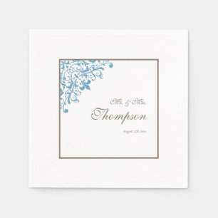 ReEmergency Fransk Blue Fleur de Lis Wedding Recep Pappersservett