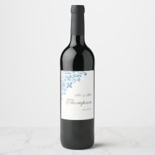 ReEmergency Fransk Blue Fleur de Lis Wedding Recep Vinflaska Etikett
