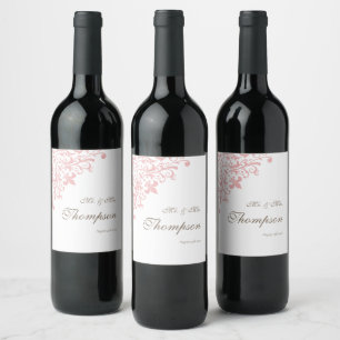 ReEmergency Fransk Rosa Fleur de Lis Wedding Recep Vinflaska Etikett