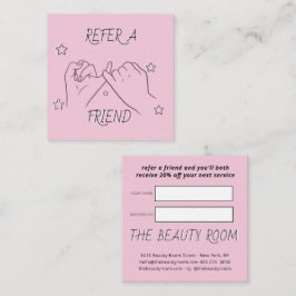 Refer a friend blush pink cute hands illustration rabattkort