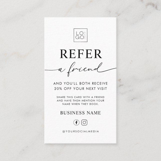 Refer A Friend Business Editable Referral Card Visitkort (Framsida)
