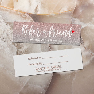 Referenskort Beauty Salon Ro Guld Glitter Litet Visitkort
