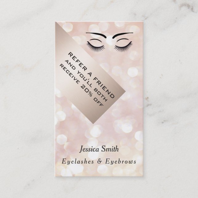 Referenskort chic med både ögonfransar och ögonbry rabattkort (Framsida)