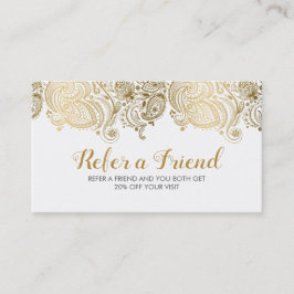 Referenskort elegant Guld & White Paisley Snöre Rabattkort