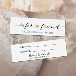 Referenskort | Elegant Minimal Guld Heart-Elegant Litet Visitkort