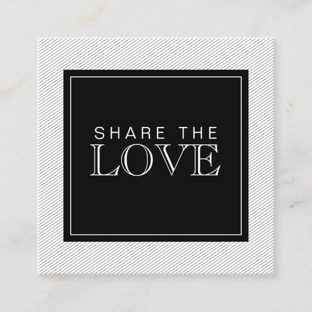 Referenskort för chic Modern Black and White Rand Fyrkantigt Visitkort (Framsida)