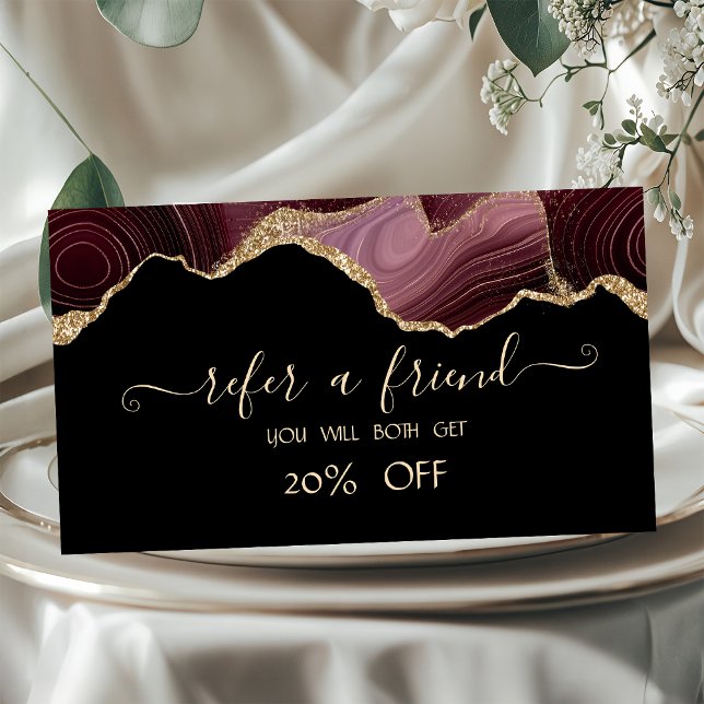 Referenskort för elegant Burgundy Agate Rabattkort (Skapare uppladdad)