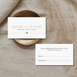 Referenskort för elegant White Faux Guld Beauty Sa Rabattkort