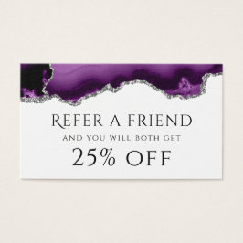 Referenskort för lila silver glitter Agate Visitkort