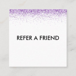 Referenskort för lyxdroppar glitter lila Salon Rabattkort